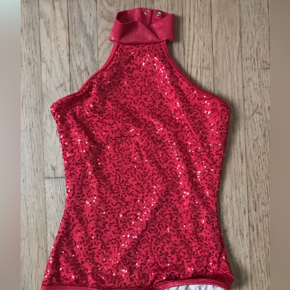Balera Dance Wear Top Junior Mock Neck Red Size Small